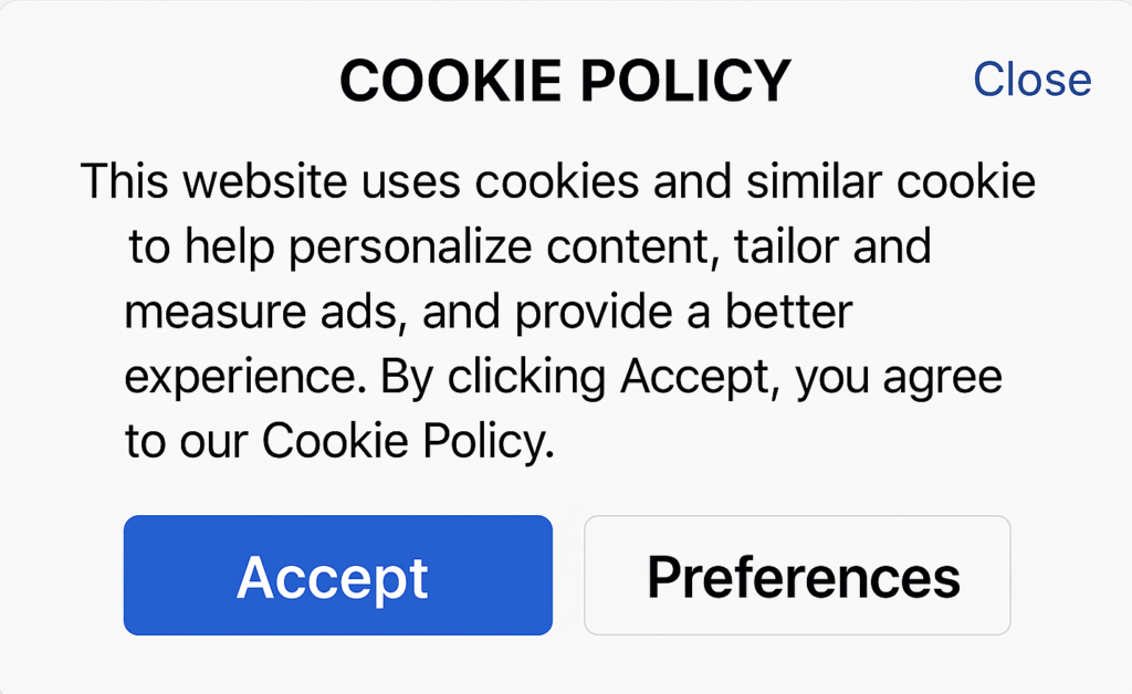 Botão de Cookies em Inglês
